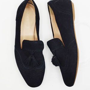 J Crew womens 5 Black Suede Tassel Loafer Flats slip on lightweight